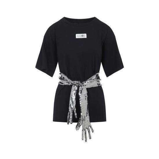  MM6 메종마르지엘라 반팔 티셔츠 Mm6 메종 마르지엘라 티셔츠 블랙 - MM6 MAISON MARGIELA