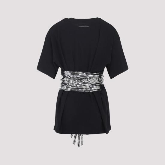  MM6 메종마르지엘라 반팔 티셔츠 Mm6 메종 마르지엘라 티셔츠 블랙 - MM6 MAISON MARGIELA