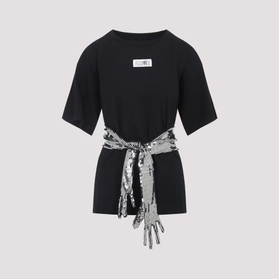  MM6 메종마르지엘라 반팔 티셔츠 Mm6 메종 마르지엘라 티셔츠 블랙 - MM6 MAISON MARGIELA