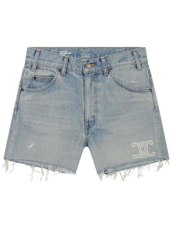  셀린느 데님 숏팬츠 로고 자수 데님 반바지