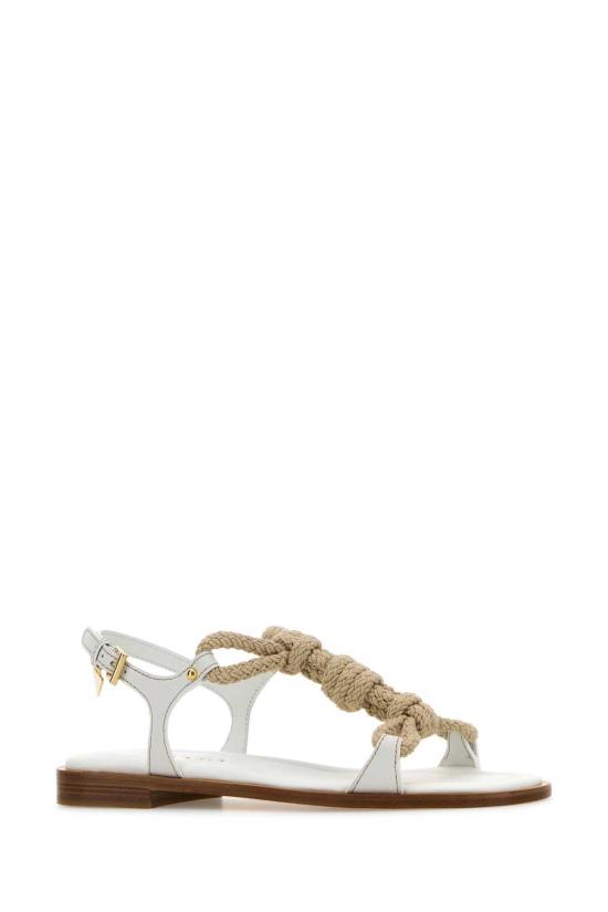  프라다 샌들 투톤 패브릭 및 가죽  비앙코 - PRADA