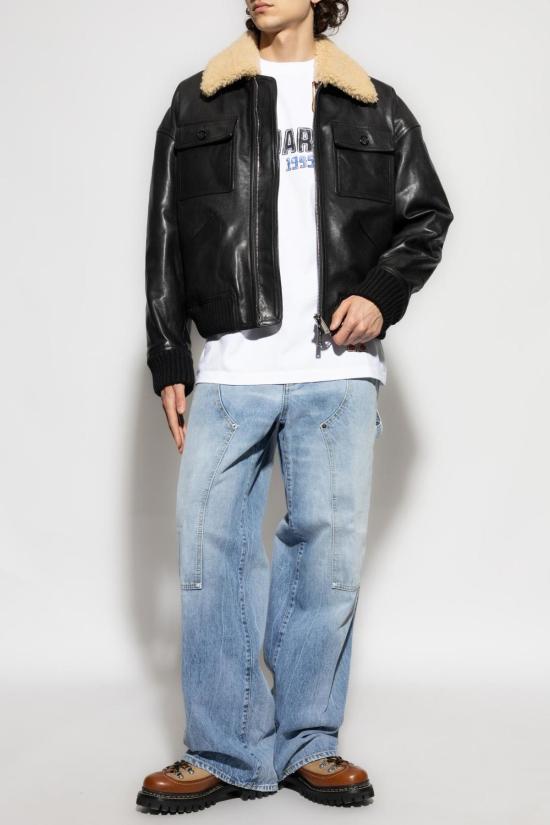  디스퀘어드2 자켓 Dsquared2 블랙 가죽 재킷 - DSQUARED2