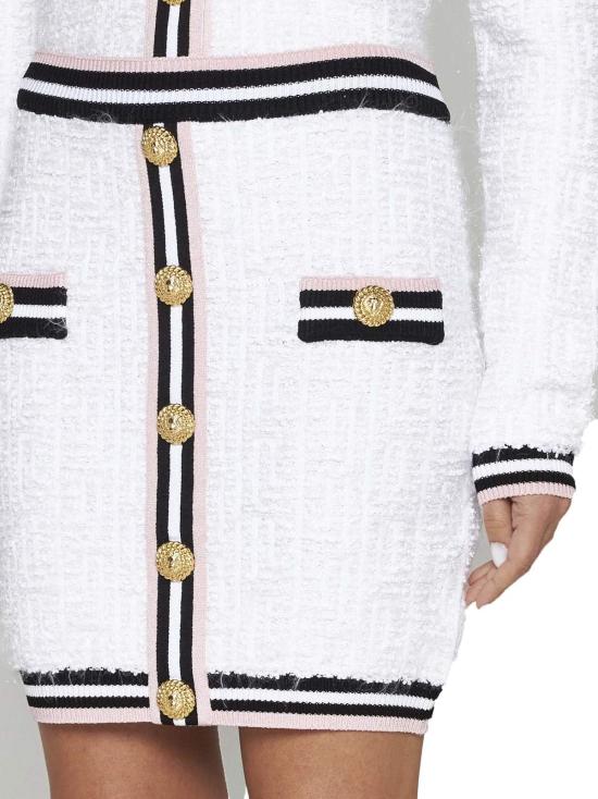  발망 미디 스커트 모노그램 니트 - BALMAIN