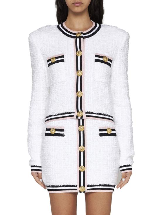  발망 미디 스커트 모노그램 니트 - BALMAIN