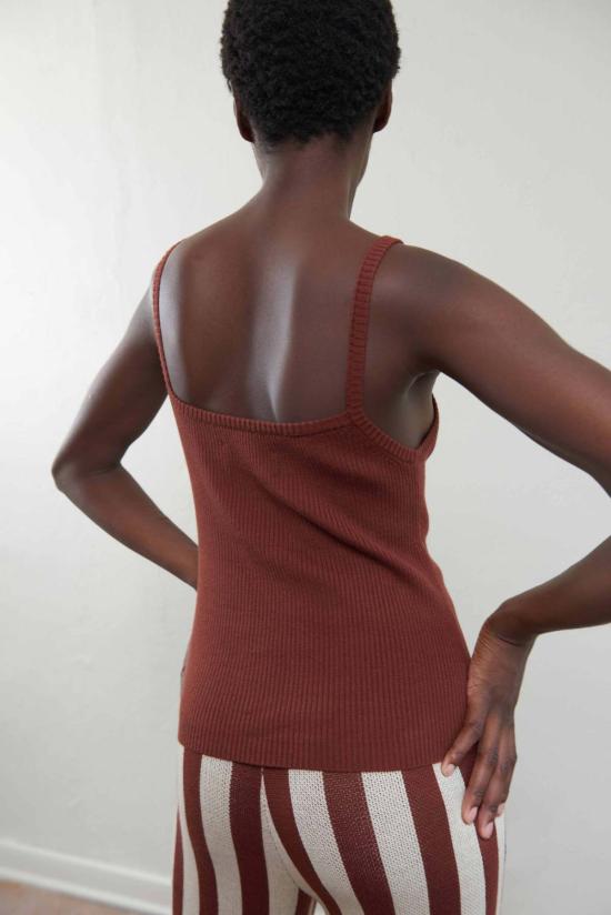  마리아 스탠리 민소매 티셔츠 아누 리브드 탱크 카카오 - MARIA STANLEY