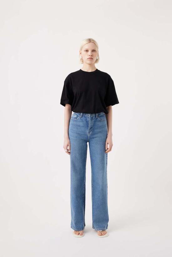  Outland denim 데님 팬츠 아웃랜드 데님 엘리 하이 와이드 레그 진 메리디안 미드 블루