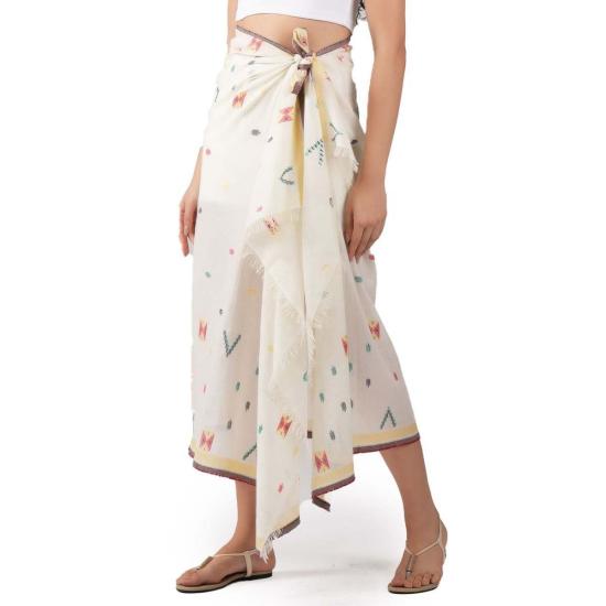  비스마야 머플러/스카프 픽셀 우븐 코튼 스카프 아이보리 - VISMAYA