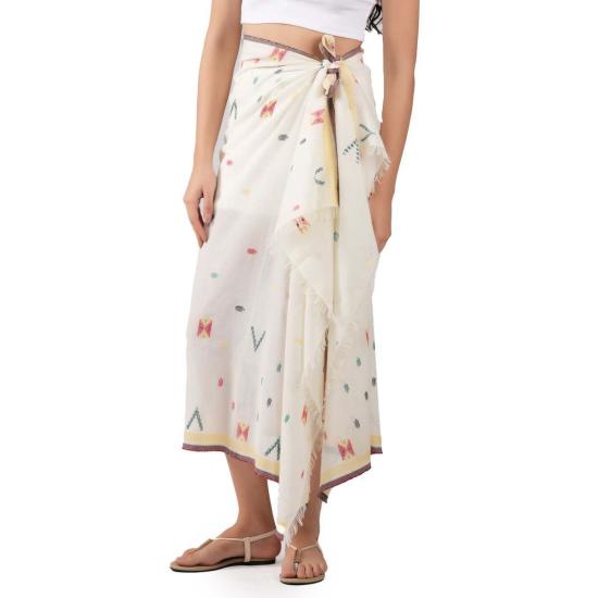  비스마야 머플러/스카프 픽셀 우븐 코튼 스카프 아이보리 - VISMAYA