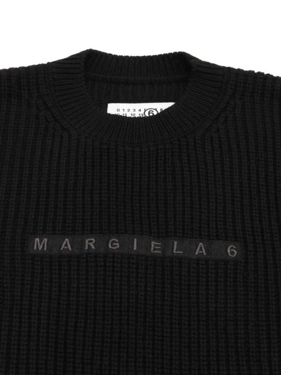  [키즈] MM6 메종마르지엘라 풀오버 메종 마르지엘라 키즈 MM6 니트 스웨터 블랙 - MM6 MAISON MARGIELA