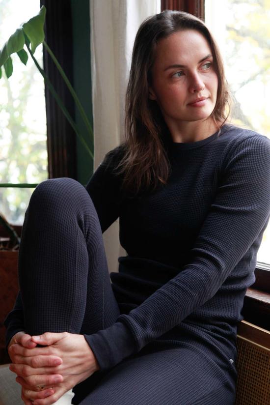  노블 긴팔 티셔츠 어덜트 오가닉 와플 탑 애쉬