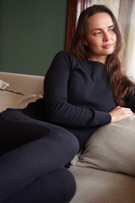  노블 긴팔 티셔츠 어덜트 오가닉 와플 탑 애쉬 - NOBLE