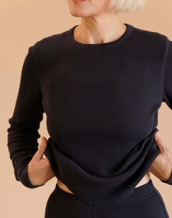  노블 긴팔 티셔츠 어덜트 오가닉 와플 탑 애쉬 - NOBLE