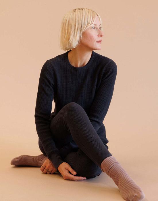  노블 긴팔 티셔츠 어덜트 오가닉 와플 탑 애쉬 - NOBLE