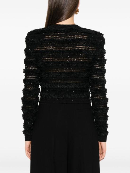  발망 스웨터 스팽글 장식 크롭  블랙 - BALMAIN