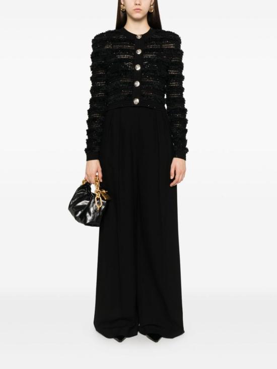  발망 스웨터 스팽글 장식 크롭  블랙 - BALMAIN