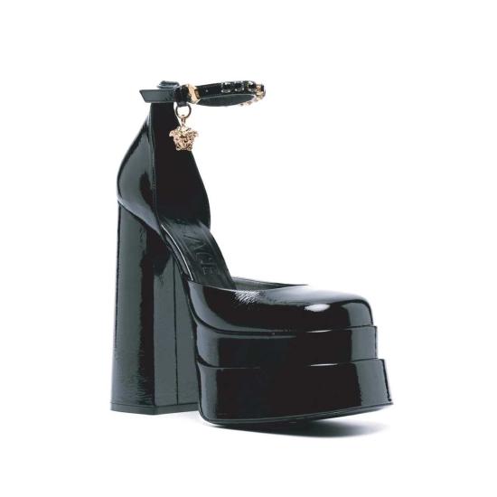  베르사체 샌들 가죽 플랫폼  블랙 - VERSACE