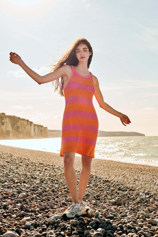  지지 니트웨어 미디 원피스 메쉬 코튼 탱크 드레스 - GIGI KNITWEAR