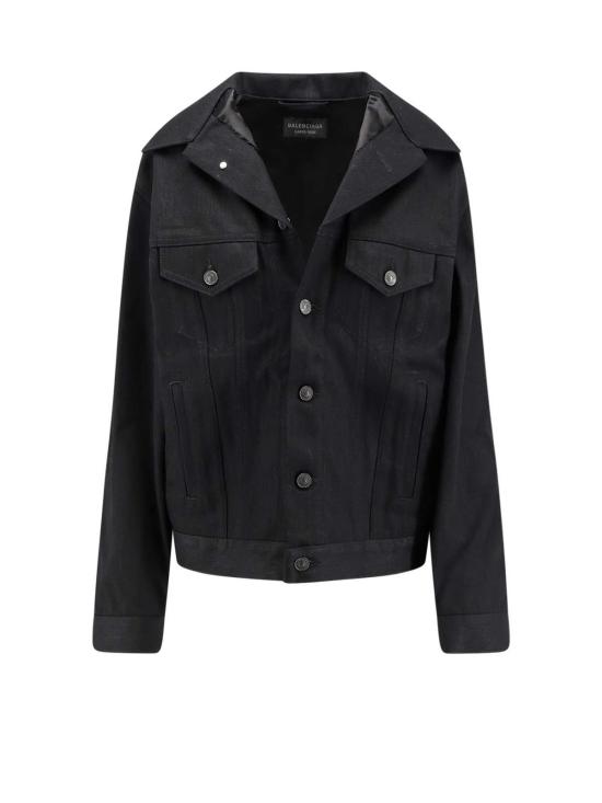  발렌시아가 데님 자켓 스탠딩 데님 재킷 블랙