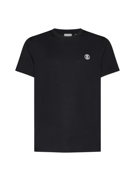  버버리 반팔 티셔츠 로고 자수 크루넥 티셔츠 블랙