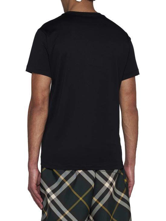  버버리 반팔 티셔츠 로고 자수 크루넥 티셔츠 블랙 - BURBERRY