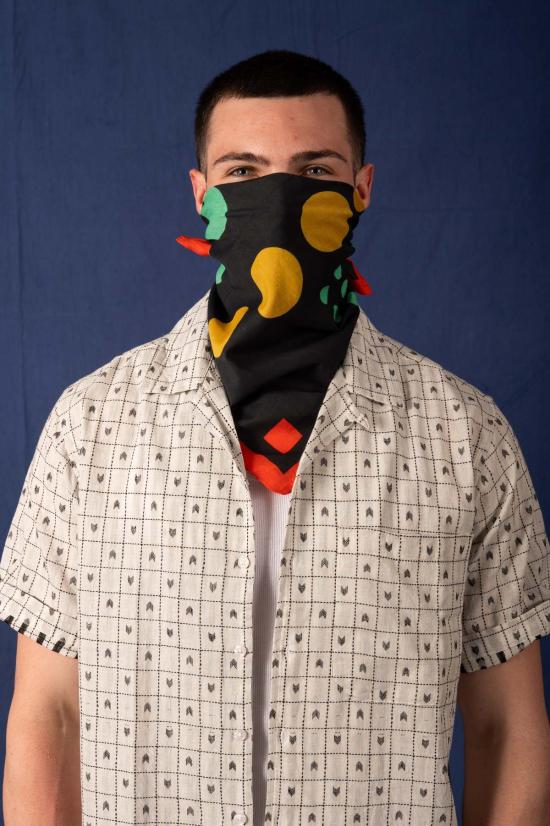  두샨트 머플러/스카프 . 아치 반다나 4호 대형 대비 도트 아트 프린트 반다나 - DUSHYANT