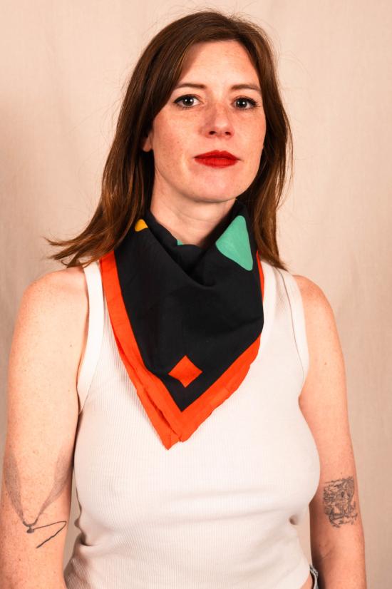  두샨트 머플러/스카프 . 아치 반다나 4호 대형 대비 도트 아트 프린트 반다나 - DUSHYANT