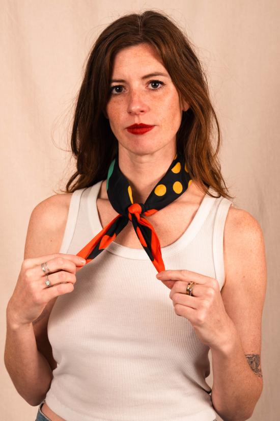  두샨트 머플러/스카프 . 아치 반다나 4호 대형 대비 도트 아트 프린트 반다나 - DUSHYANT