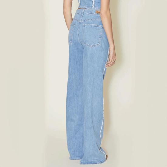  르장 데님 팬츠 헬레나 프린지 와이드 레그 진 스위트 서머 - LE JEAN