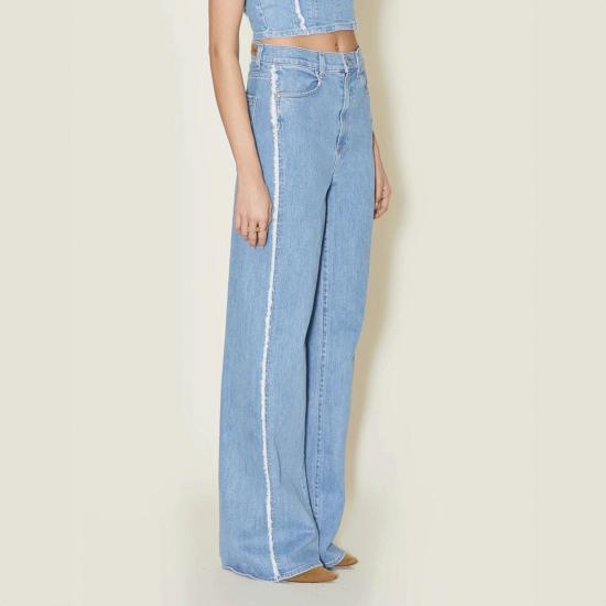  르장 데님 팬츠 헬레나 프린지 와이드 레그 진 스위트 서머 - LE JEAN