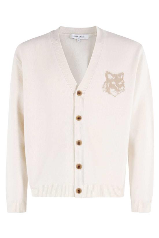  메종키츠네 가디건 Maison Kitsuné 폭스 헤드 인타르시아 메리노 카디건 에크루 탠 베이지