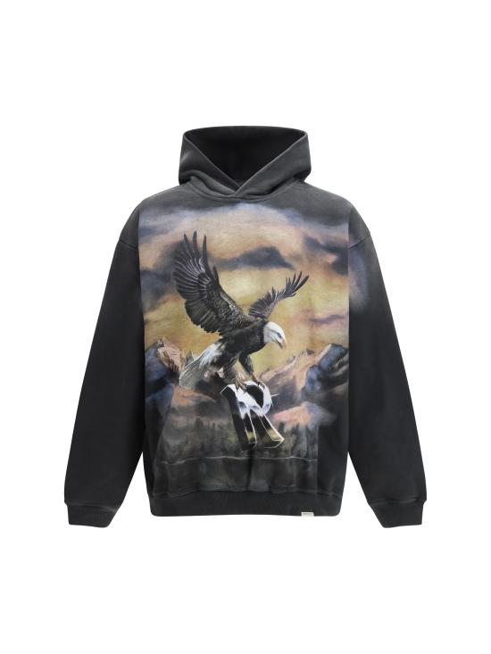 26SS 리프레젠트 후드 티셔츠 MLM100762 STAINEDBLA GREY