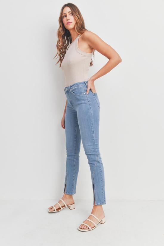  저스트 블랙 데님 데님 팬츠 앞트임 슬림 진 라이트 데님/블랙 - JUST BLACK DENIM