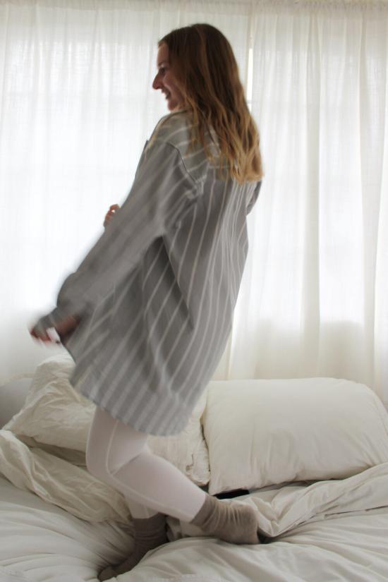  General Sleep 라운지 웨어 일반 수면 수면 셔츠 라운지 스카이 스트라이프 - OTHER BRANDS