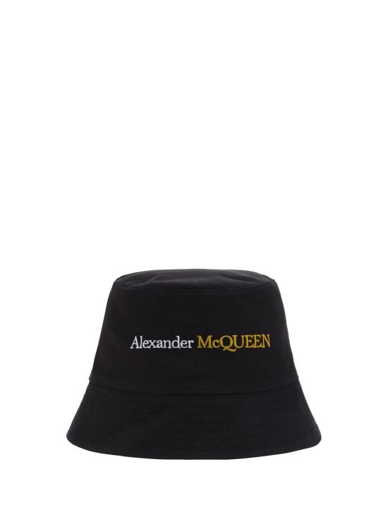  알렉산더 맥퀸 모자 로고 버킷햇 블랙/골드