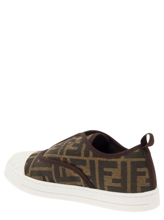  [키즈] 펜디 스니커즈 아동용 풀온 스니커즈 (로고 자수, FF 캔버스 소재, 브라운 색상) - FENDI