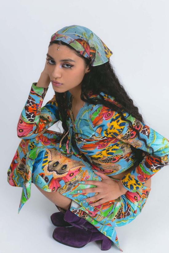  Abacaxi 모자 아바카시 실크 시폰 타이 반다나