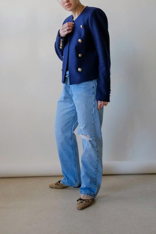  라장스 수트 자켓 더블 브레스티드 블레이저 네이비 - L'AGENCE