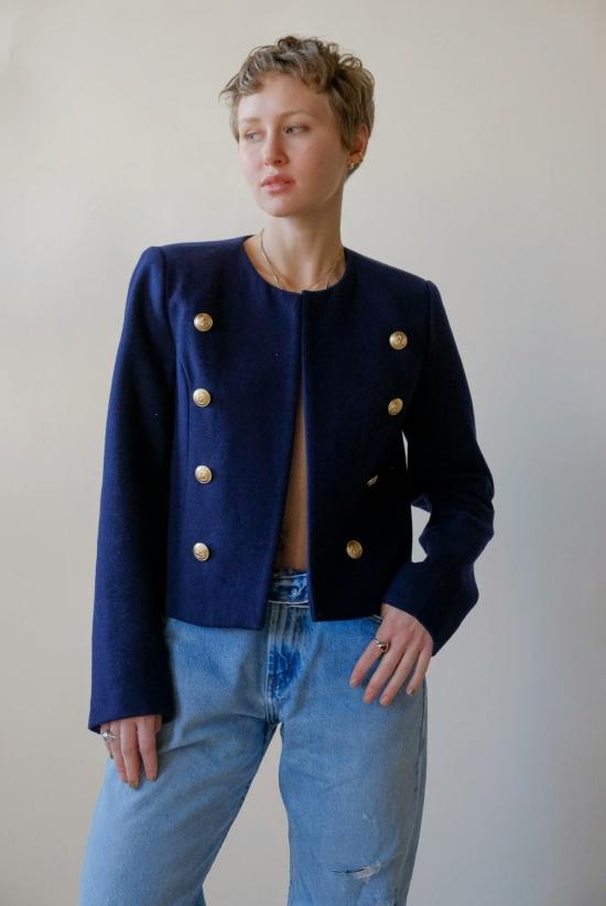  라장스 수트 자켓 더블 브레스티드 블레이저 네이비 - L'AGENCE