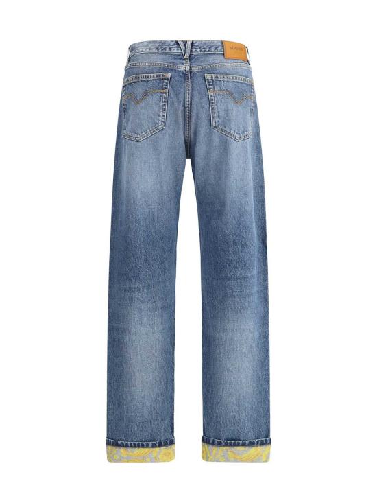  베르사체 데님 팬츠 바로코 턴업 진 미디엄 블루 - VERSACE