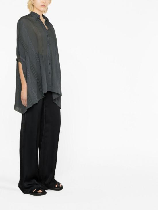  브루넬로 쿠치넬리 셔츠 실크 및 코튼 혼방 셔츠, 앤트러사이트 그레이 색상 - BRUNELLO CUCINELLI