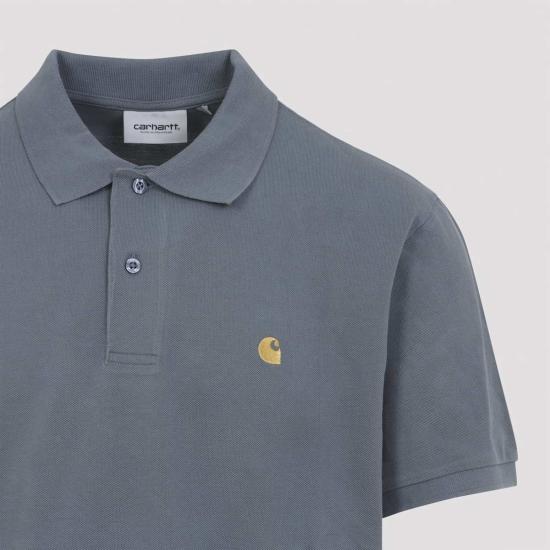  칼하트 폴로 티셔츠 카하트 S/S 체이스 피케 폴로 셔츠 코지 블루 골드 - CARHARTT