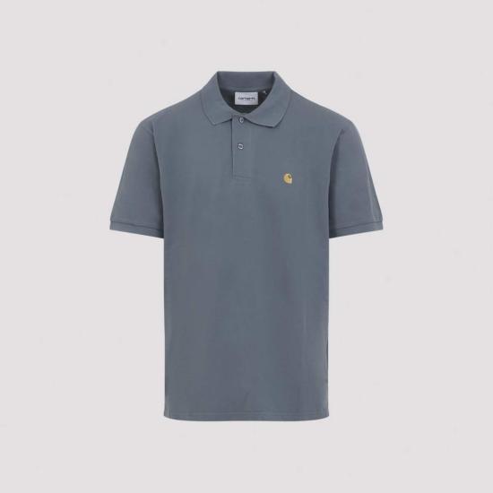  칼하트 폴로 티셔츠 카하트 S/S 체이스 피케 폴로 셔츠 코지 블루 골드 - CARHARTT