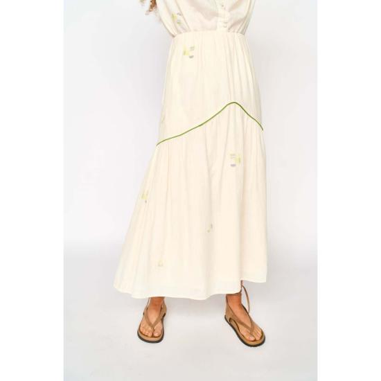  머스 롱 스커트 Mirth 브라이튼 스커트 Lime Jamdani - MIRTH