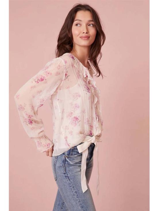  러브쉐이크팬시 블라우스 러브쉑 팬시 리조 시폰 플로럴  웜 핑크 클라우드 - LOVESHACKFANCY