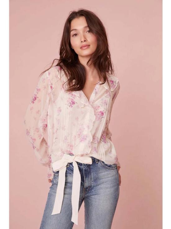  러브쉐이크팬시 블라우스 러브쉑 팬시 리조 시폰 플로럴  웜 핑크 클라우드 - LOVESHACKFANCY