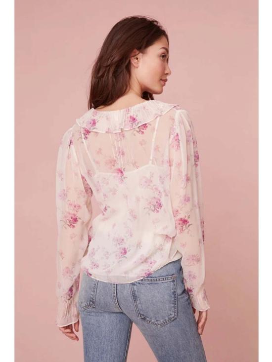  러브쉐이크팬시 블라우스 러브쉑 팬시 리조 시폰 플로럴  웜 핑크 클라우드 - LOVESHACKFANCY