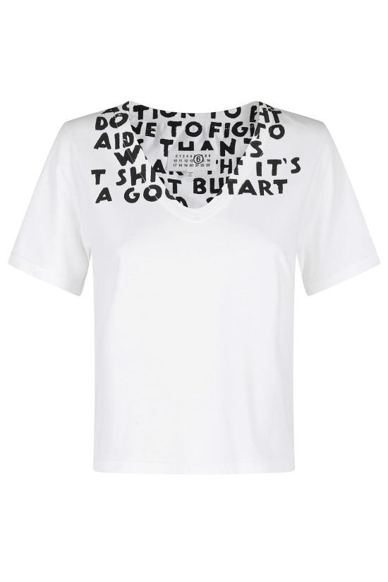  MM6 메종마르지엘라 반팔 티셔츠 Mm6 메종 마르지엘라 티셔츠 화이트