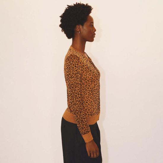  Eólas 가디건 에올라스 에밀리 카디건 오커 레오파드 - OTHER BRANDS