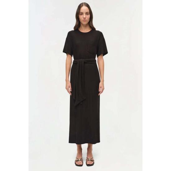  조나단 심카이 롱 원피스 카시 티셔츠 드레스 (타이 포함) 블랙 - JONATHAN SIMKHAI