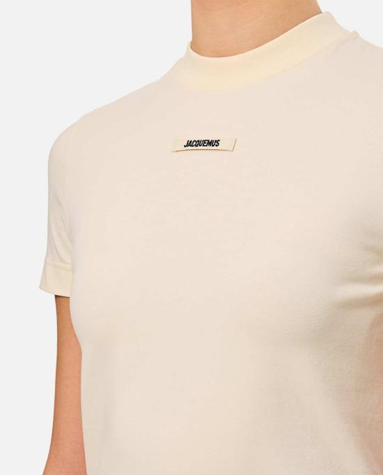 자크뮈스 반팔 티셔츠 Jacquemus Le Tshirt Gros Grain T 셔츠 베이지 - JACQUEMUS